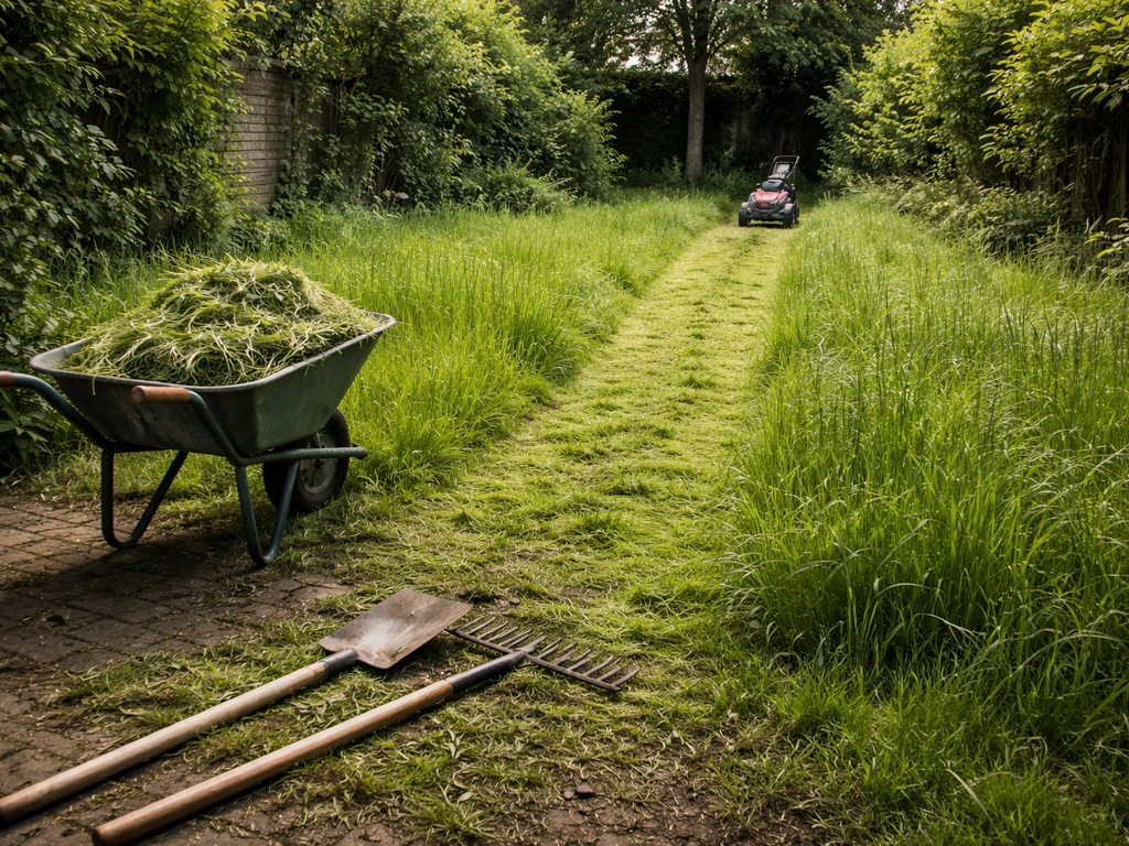 Hoog gras tuin: vandaag schoonmaken en daarna herstellen