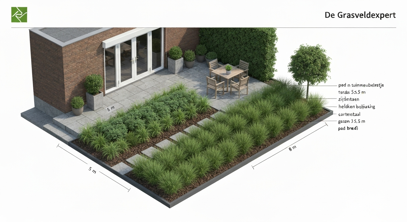 Voorbeeld tuinen gras: 8 ontwerpen, aanleg en onderhoud